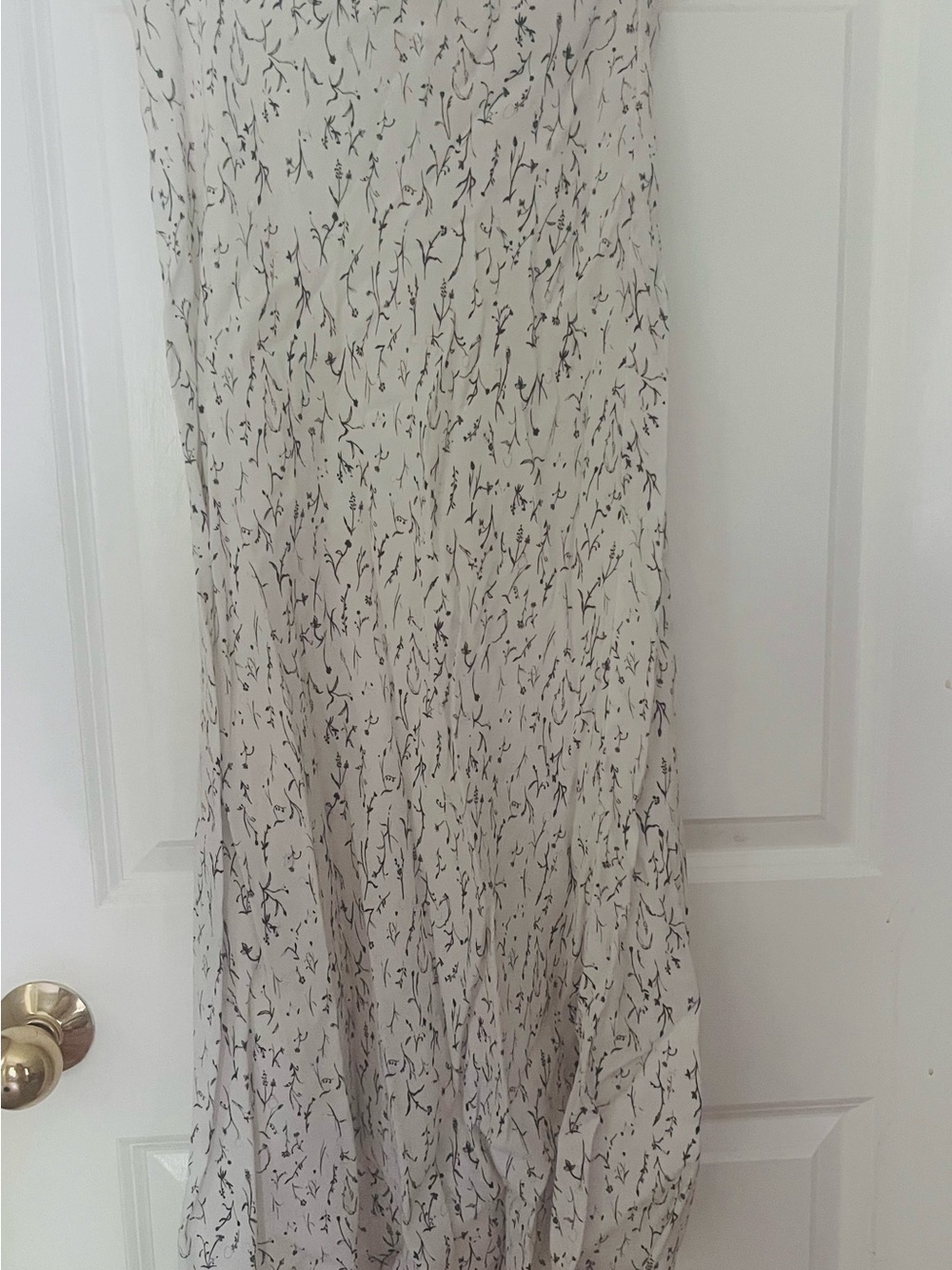 H&M Cream Maxi Skirt with Black Botanical Print